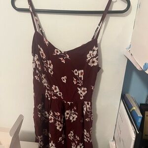 Floral Burgundy Spaghetti Strap Dress